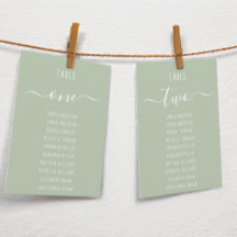 Sage Green Modern White Script Seating Chart Card