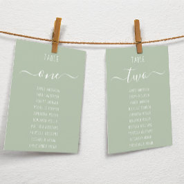 Sage Green Modern White Script Seating Chart Card