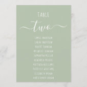 Sage Green Modern White Script Seating Chart Card (裏面)