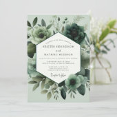 Sage Green Monochromatic Bloom Wedding 招待状 (スタンド正面)