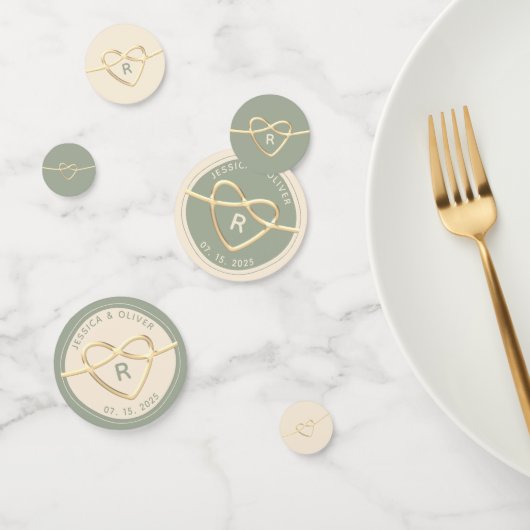 Sage Green & Monogramとの金ゴールドの紙吹雪 コンフェッティ (グループ)