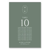 Sage Green Monogramの結婚座席表 テーブルナンバー (裏面)