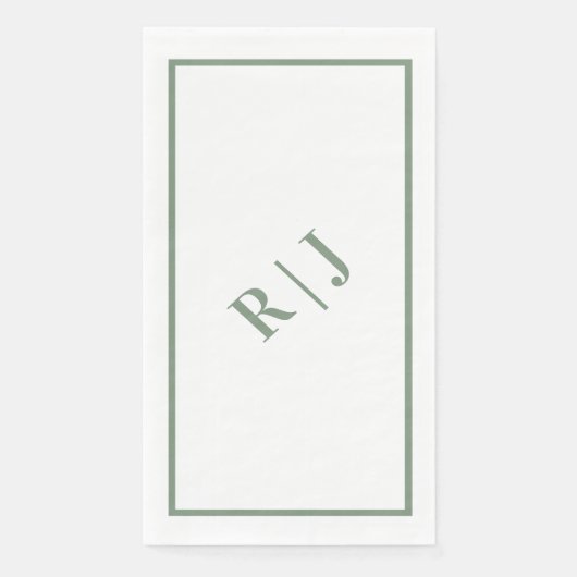 Sage Green Monogramイニシャルホワイトスクリプ結婚ト (正面)