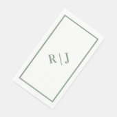 Sage Green Monogramイニシャルホワイトスクリプ結婚ト (コーナー)