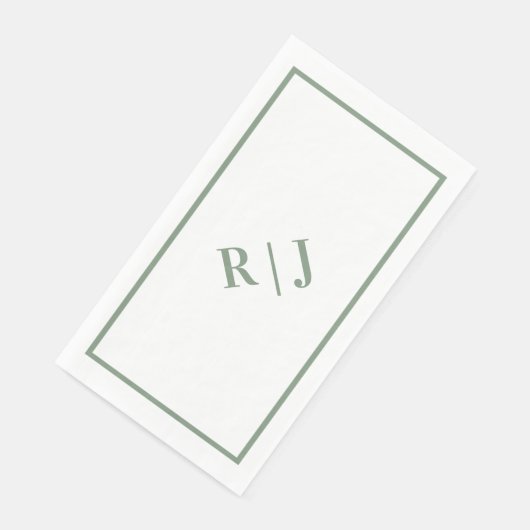 Sage Green Monogramイニシャルホワイトスクリプ結婚ト (コーナー)