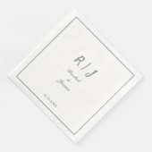 Sage Green Monogram名スクリプエレガントト結婚の (コーナー)