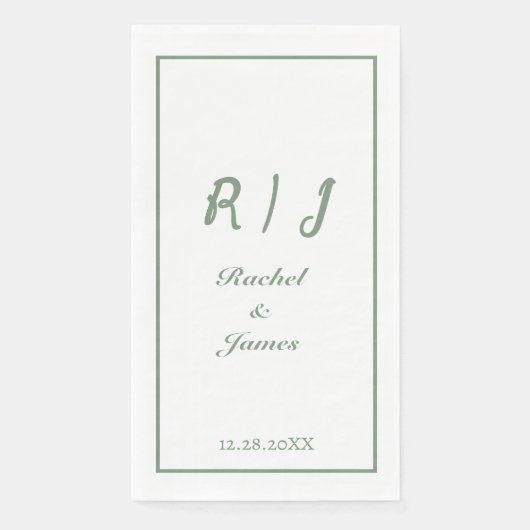 Sage Green Monogram名スクリプエレガントト結婚の (正面)