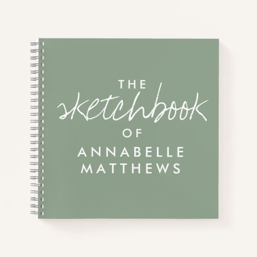 Sage Green Monogram エレガント Sketchbookノートブック ノートブック (正面)