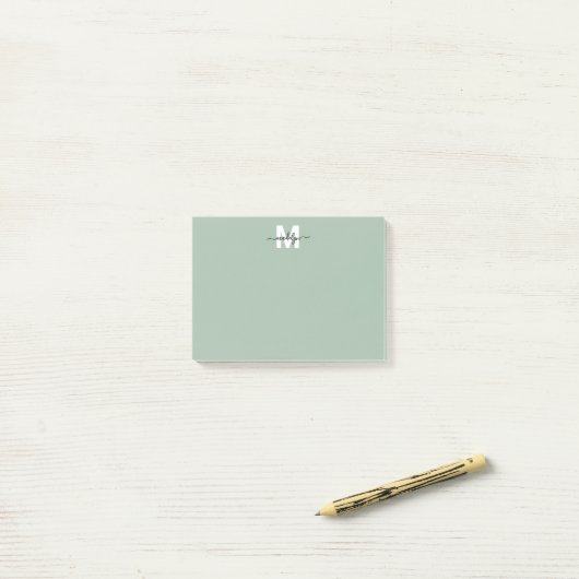 Sage Green Monogram ポストイット (デスク上)