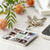 Sage Green Monogram 8フォトコラージュ キーホルダー (側面)