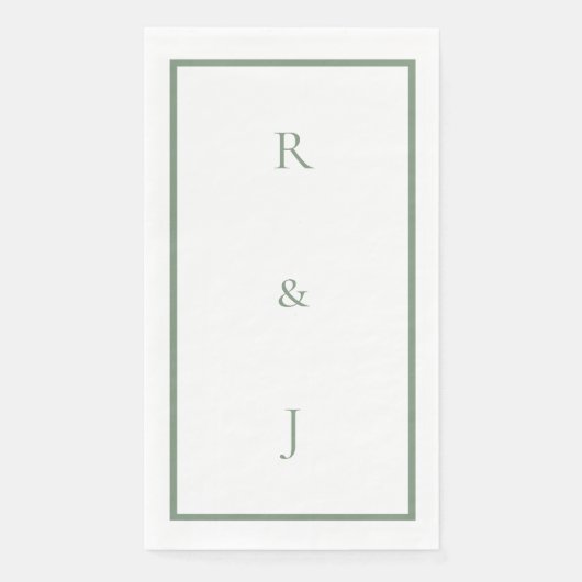 Sage Green Monogram Ampersand Initials Wedding (正面)