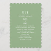 Sage Green Monogram Initials Classy Simple Wedding 招待状 (正面)