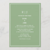 Sage Green Monogram Initials Elegant Wedding 招待状 (正面)