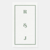 Sage Green Monogram Initials Letter Trendy Wedding (正面)
