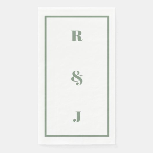 Sage Green Monogram Initials Letter Trendy Wedding (正面)