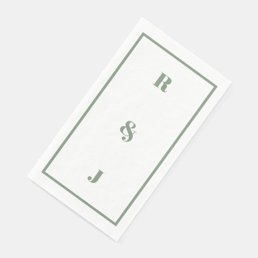 Sage Green Monogram Initials Letter Trendy Wedding (コーナー)
