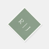  Sage Green Monogram Initials Letters Wedding スタンダードカクテルナプキン (角)