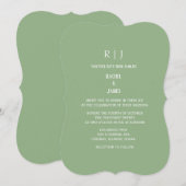 Sage Green Monogram Initials Trendy Wedding 招待状 (正面/裏面)