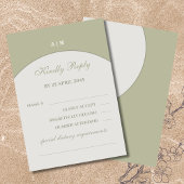 Sage Green Monogram Japandi Wedding RSVPカード