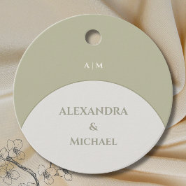 Sage Green Monogram Japandi's 結婚 Thank You フェイバータグ