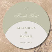 Sage Green Monogram Japandi's 結婚 Thank You ラウンドシール