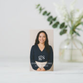 Sage Green Monogram Photo Social Media QRコード 名刺 (スタンド正面)
