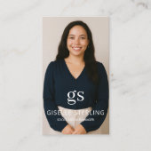 Sage Green Monogram Photo Social Media QRコード 名刺 (正面)