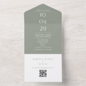 Sage Green Monogram QRコード結婚の日付 オールインワン招待状 (内側)