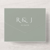 Sage Green Monogram QRコード結婚の日付 オールインワン招待状 (裏面)