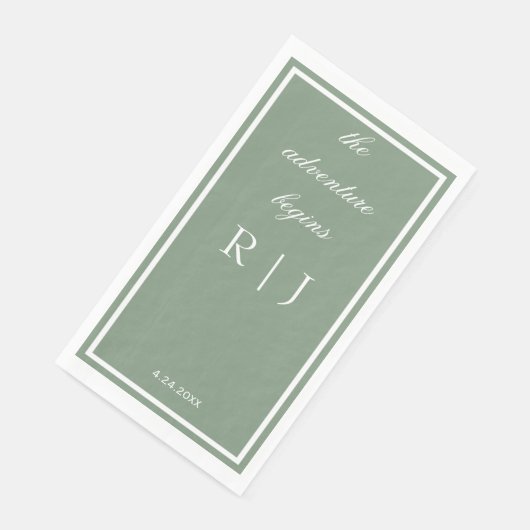 Sage Green Monogram Quote Script Text Wedding (コーナー)
