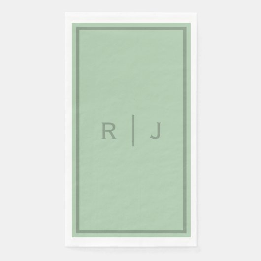 Sage Green Monogram Script Initials Letter Wedding (正面)