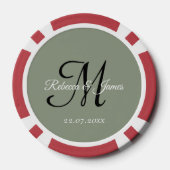 Sage Green Monogram Script Name Wedding  ポーカーチップ (裏面)