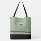Sage Green Monogram Stripes Personalized  トートバッグ (裏面)