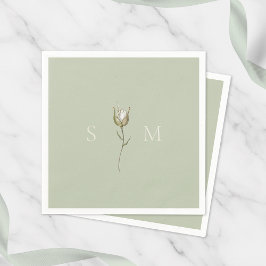 Sage Green Monogram Wedding スタンダードカクテルナプキン