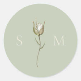 Sage Green Monogram Wedding ラウンドシール