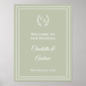 Sage green monogrammed elegant wedding welcome ポスター (正面)