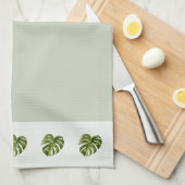 Sage Green Monstera Botanical Decor Minimal Art キッチンタオル (四つ折り)