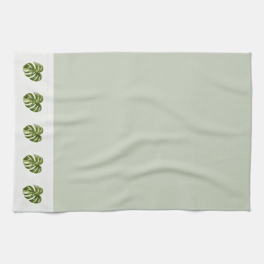 Sage Green Monstera Botanical Decor Minimal Art キッチンタオル (横)