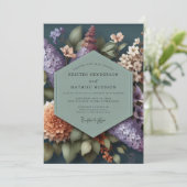 Sage Green Moody Botanical Wedding 招待状 (スタンド正面)