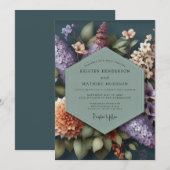 Sage Green Moody Botanical Wedding 招待状 (正面/裏面)