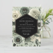 Sage Green Moody Floral Wedding 招待状 (スタンド正面)