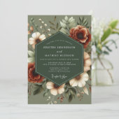 Sage Green Moody Harvest Wedding 招待状 (スタンド正面)