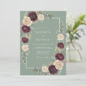 Sage Green Moody Romantic Wedding 招待状 (スタンド正面)