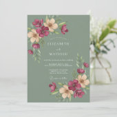 Sage Green Moody Woodland Wedding 招待状 (スタンド正面)