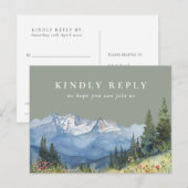 sage green mountain song request RSVP はがき インビテーションポストカード (正面/裏面)