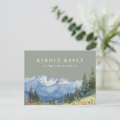 sage green mountain song request RSVP はがき インビテーションポストカード (スタンド正面)