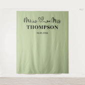 Sage Green | Mr and Mrs Elegant Simple Backdrop タペストリー (正面)