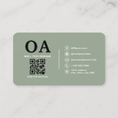 Sage Green Nail Artist QR Code 名刺 (裏面)