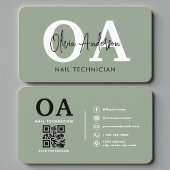 Sage Green Nail Artist QR Code 名刺