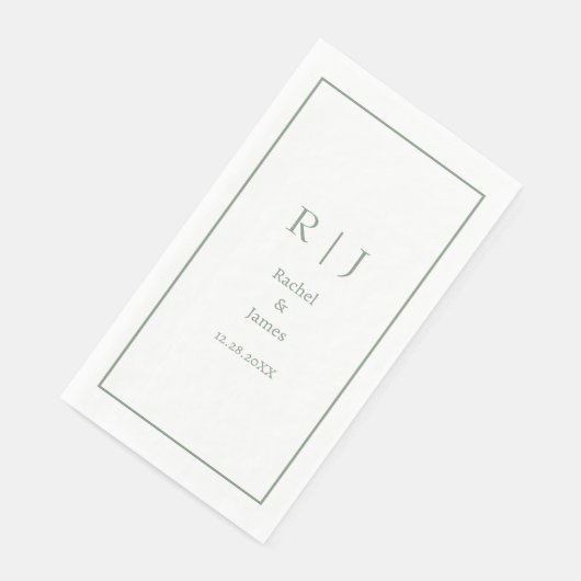 Sage Green Name Monogram Minimal Elegant Wedding (コーナー)